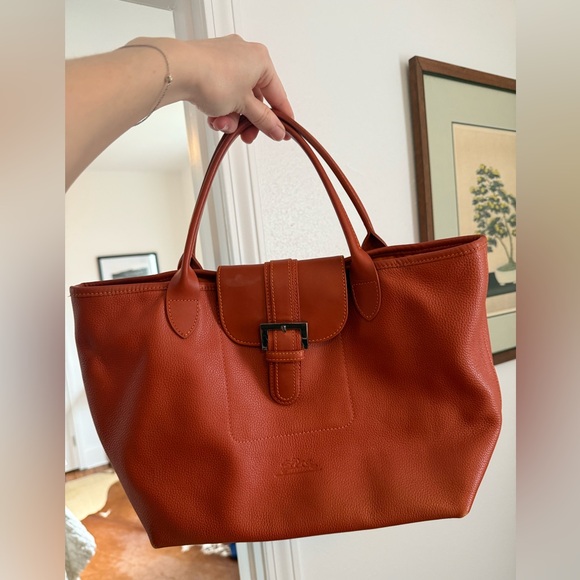 Longchamp Handbags - Elegant Brown Leather Longchamp Tote Bag